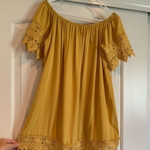 Iris Mustard Yellow Off the Shoulder Dress